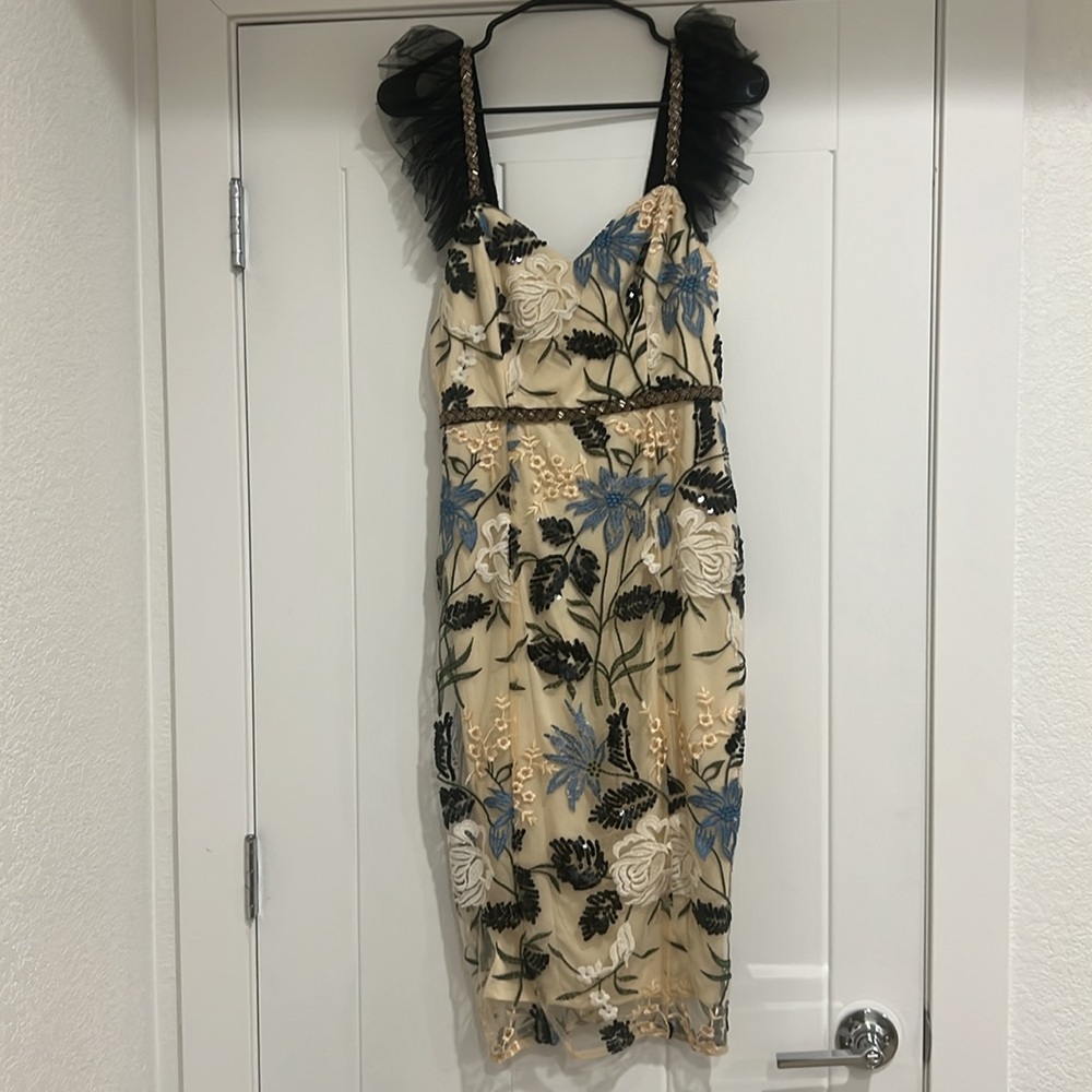 Lulus Show Stopper Cream Embroidered Sequin Bodycon Midi Dress - Picture 2 of 5